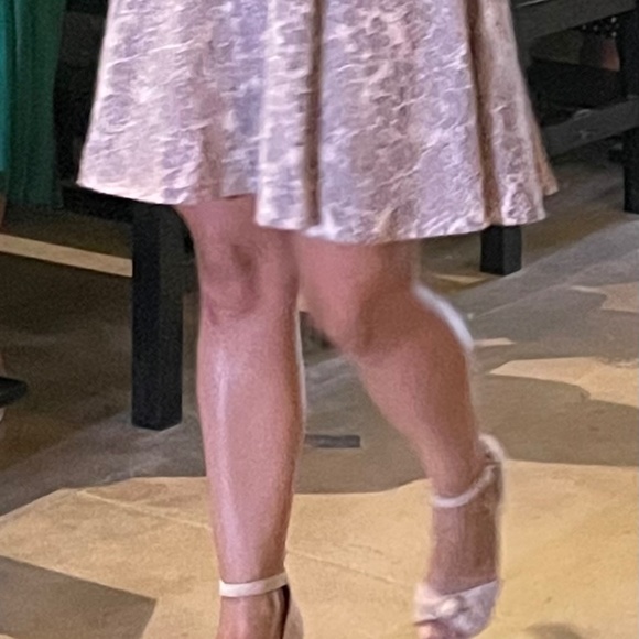 Eliza J Lavender/Grey with Tan Bodice Lace Cocktail Wedding Dress, EUC - Picture 3 of 8